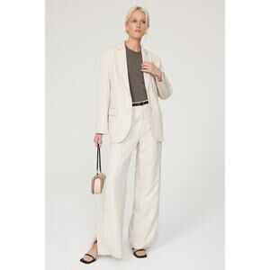 Anine Bing Women's Off-White Wide-Leg Front Zipper Lyra Trousers Pants Size 34